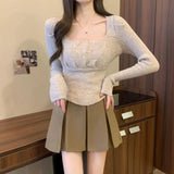 White Half-Dress Women's A-Shaped Skirt In The Long Umbrella Skirt Autumn Small Tall Waist Thin