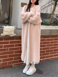 Waxy Knitted Sweater Cardigan Girls Autumn And Winter New Casual Loose Look Lazy Style Imitation Mink Velvet-Outfit