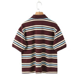 Women's Summer New Vintage Clammed Cotton Striped Polo T-Shirt