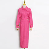 Solid Casual Two Piece Set For Women Lapel Collar Long Sleeve Short Top High Waist Slim Skirt Female 2022