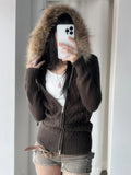 And Winter New Retro T-Necked Open Shirt Sweater Repair Hot Girl Warm Hair Hooded
