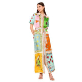 2025 New Women's Temperament Fashion Print Open Shirt Flip-Tie With
