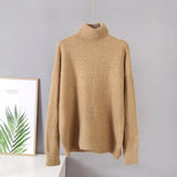 turtle Neck Solid Cashmere Sweater Women Elegant Soft Warm Female Knitted Pullovers Basic Loose female