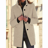 Autumn And Winter Women's New Ebay Retro Solid Color Button Collar Hair