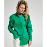 Green Button Up Shirts Fashion Women Cotton Long Sleeve Blouses Korean Office Lady Blouse Summer Basic White Tops