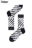 Harajuku Style Men Socks Black White Plaid Dot Cat Pattern Happy Socks New 2023 Hip Hop Combed Cotton