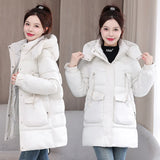 Cotton Clothes Female In The Long Style 2024 New Korean Version Loose Large Size Thick Down Cotton-Padded Jacket Foreign Style High-Grade All-Match Cotton-Padded Clothes-Outfit