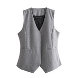 Asymmetrical Vest 9427556 Low Waist Straight Trousers 1478229 Set-Outfit