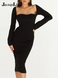 Autumn Winter 2021 Sexy Bodycon Midi Knitted Women's Dress Sweater Off Shoulder Elegant Club Evening Party