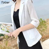 Women Summer Linen Thin Three Quarter Sleeve All-match 5XL Slender Korean Sun-proof Outwear Elegant Chic Simple