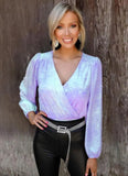 Fashion Tie Dyed V-Neck Long Sleeve