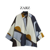 Homemade New Women's Classic Fashion Silk-Sense-Sense Printed Shirt