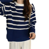 Renovation Striped Sweater Women's New Retro Mini-Designed Knitted T-Shirt Tide In