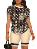 Women's Temperament Commuting Trousers Round-Neck Short-Sleeved Set In Autumn