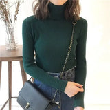 Women Korean Sweater Turtleneck Basic Slim Elastics Pullovers 2019 New Solid Knitted Runway Sweaters Sueter Mujer