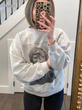 Woman Print Grey Sweatshirt For Women Tops Designer luxury Long Sleeve Winter Autumn Sweatshirt O-neck Pullovers Tops-Outfit