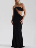 Women's Sleeveless Hollow French-Style Open-Back Splicing Repair Growth Dress Dress Women