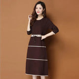 Length Over The Knee With Undergarment Knitted Wool Skirt Autumn And Winter Temperament Close Waist Thin Belt Wool