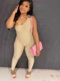 Sexy One Shoulder Sleeveless Solid Full Length Skinny
