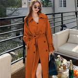 Women's Long-Term 2025 Spring And Autumn Black Korean Version Of Large-Size Small Man Popular British Wind Coat Over The Knee
