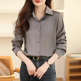 And Autumn 2025 New Advanced Sensational Anti-Floored Wrinkled-Faced Shirt For Women's French Leisure Career Commuting