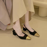 Fragrant Wind Coarse Heel High Heels French Small Sandals Women 2025 Spring And Summer New Temperament Square Head With Skirt Single