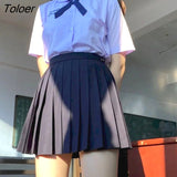 Thai School Uniform Jk Uniform Round Neck Short Sleeve Shirt Pleated Skirt 2 Piece Suits College Performance Class