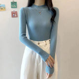 Turtleneck Sweater Winter Pullover Knitted Basic Top Elastic Fall Slim Ladies Jumper Casual Long Sleeve Female Sweater-Outfit