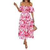 New Temperament Collar Print Pony Dress Bubble Sleeve Dress