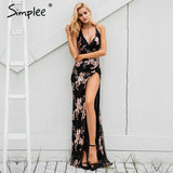 Party Sexy lace up halter sequin party dresses women High split maxi dress festa female Christmas evening long dress