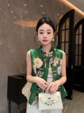 Chinese Style Retro Tang Dynasty Vest Women's 2024 Xia Xin Zen Plate Buckle Collar Sleeveless Vest Clip Jacket-Outfit