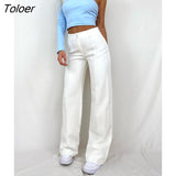Streetwear White Straight Pants Women High Waist Casual Autumn Trousers Work Wear Loose Office Lady Long Pants 2022
