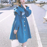 Jackets Women Solid Ruffles Button Daily Korean Style Sweet Spring Warm Puff Sleeve College Fashion Casual Chic Cozy