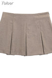 Women Spring Fashion Preppy Style Pleated Mini Skirts Cute Y2k Mid Waist Zipper Fly Skorts Chic Hot Girl Short