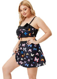 High-Waisted Strap Butterfly Plus Size Two Piece