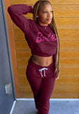 Casual Letter Printed Rouned Neck Long Sleeve Sweatshirt And Sweatpants 2 Piece