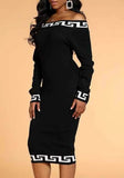 Print Black Off Shoulder Midi