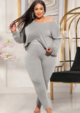 Plus Size Casual Long Sleeve Irregular Top And Skinny Pants
