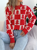 Shooting 2025 Autumn And Winter Christmas Tree Lattice Lantern Long-Sleeved Jacket Sweater Women's