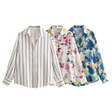 New Silk Satin Printed Loose Casual Shirt 2248802-Outfit