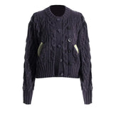 Loose Fit Blue Green Knitting Irregular Jacket New Stand Collar Long Sleeve Women Coat Fashion Spring Autumn 2023