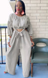 Casual Crop Top and Suspender Wide Pants