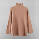 Warm Cashmere Sweater Women 2020 New Soft Crimped Neckline Loose Pullovers Korean Coffe Khaki Knitted Female