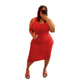 And American Solid Color Bodycon Plus Size Sleeveless
