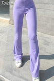 Skinny Elastic High Waist Stretchy Sports Sweatpants Women Trousers Slit Fashion Flared Leggings Joggers 2023