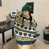 Kawaii Knitted Sweater Women Patchwork Warm Sweet Pullover Tops Female Korean Style Designer Loose Knitwear Sweater