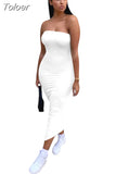 Sexy Solid Color Tube Top Bodycon Dress Women Clothing Summer 2023 Party Clubwear Maxi Dresses