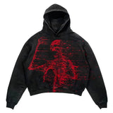 new street goth men fashion hooded letter print pattern shirt Harajuku retro Y2K couple hooded top-Outfit