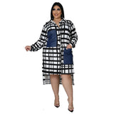 Plus Size Dresses Women 2022 Wholesale Buttons Casual Long Sleeve Loose Office Lady Plaid Shirt Midi Dresses