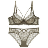 French Pure Lingerie Sexy Lace Bra Set Female Senior Feeling Bra Small Agglomeration Bra Thin